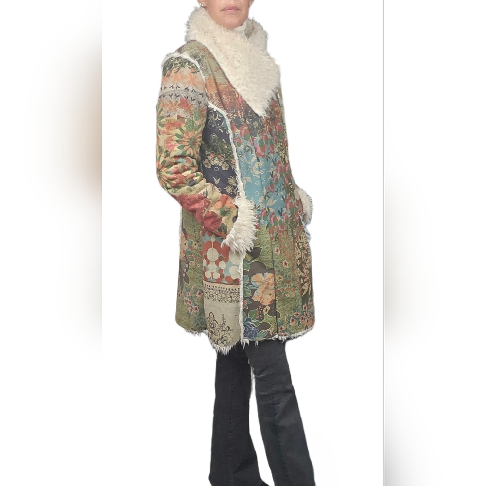 🎁HOLIDAY SPECIAL🎁JOHNNY WAS Sherpa Biya Floral Tapestry Faux Fur Lined Coat - Picture 9 of 16